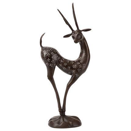 Cerf Sika en cuivre pur statuette de décoration maison salon bureau