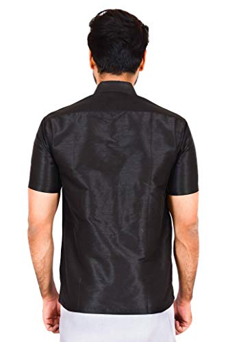 Image of JISB Men's Dupion Cotton Silk Slub Ethnic Shirt