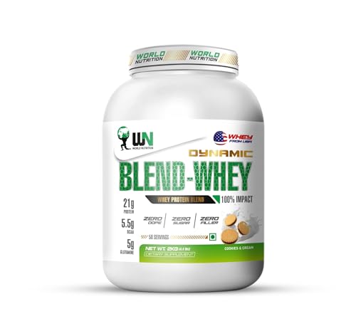 Image of Dynamic Blend Whey Protein | 21g Protein, 5.5g BCAA & 5g Glutamine | Muscle Building, Recovery, Lean Mass & Strength Support | Cookies & Cream Flavor - 2kg