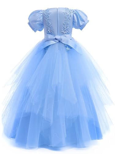 Tulle Flower Girl Dresses for Wedding Lace Appliques O-Neck Princess Pageant Long Party Ball Gown2
