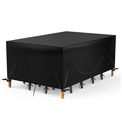 iBesi Gartenmöbel Abdeckung 125x125x74 cm, 600D Oxford Abdeckplane Gartenmöbel, Wasserdicht Schutzhülle Gartenmöbel Winterfest, UV-Schutz, Winddicht, Schnalle, Kordelzug, Schnürung Cover