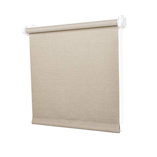 Ventanara® Rollo ohne Bohren tageslicht Seitenzugrollo Klemmfix Fensterrollo Struktur Beige 40 x 150 cm