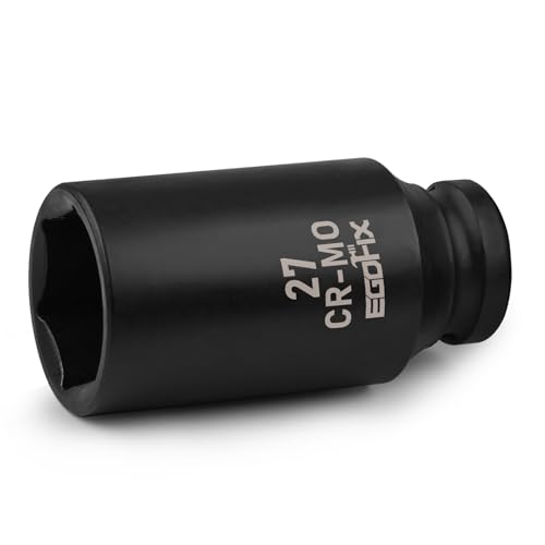 EGOFIX 1/2 Drive Deep Impact Socket 27mm Metric Socket Axle Nut Socket CR-MO 6 Point for Easy Removal of Axle Shaft Nuts