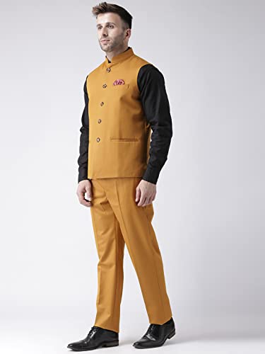 Image of hangup Men's Synthetic Notch Lapel Suit (2BasketTR Mustard 42 Yellow