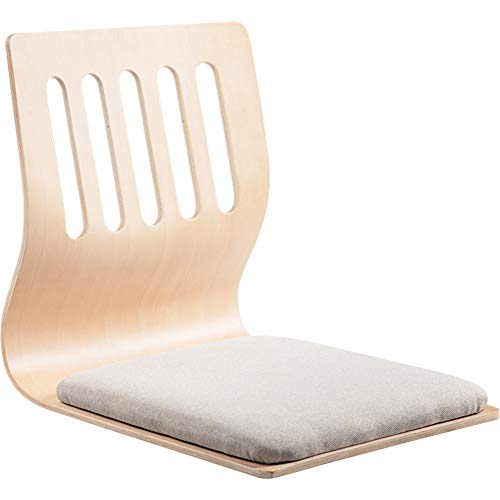 Souleden Game Chairs Living Room Chair Japanese Legless Chair Wooden Meditation Floor Chair Bay Window Backrest Chair Lazy Chair Cushion Floor Chair Lazy Sofa Five-Hole Light Gray Cotton and Linen