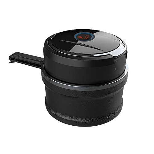 Car Hanging Ashtray Portable Air Conditioning Vent Ashtray Multifunctional Confetti Debris Cigarette Butt Storage Box Trash Can Ceramic Inner Smokeless Ash Tray with Cover Lid (Grey)