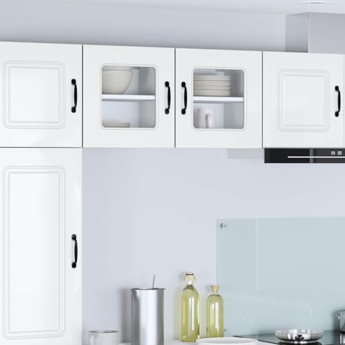Zeehear Kalmar Juego de 2 armarios de cocina, color blanco brillante, material de madera, 40 x 31 x 40 cm, diseño moderno, amplio espacio de almacenamiento para cocina y comedor, fácil de limpiar