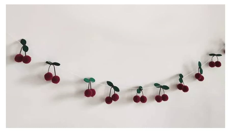 人気作家様ハンドメイド 布花ガーランド さくらんぼ アンティーク 美品 人気作家様ハンドメイド 布花ガーランド さくらんぼ