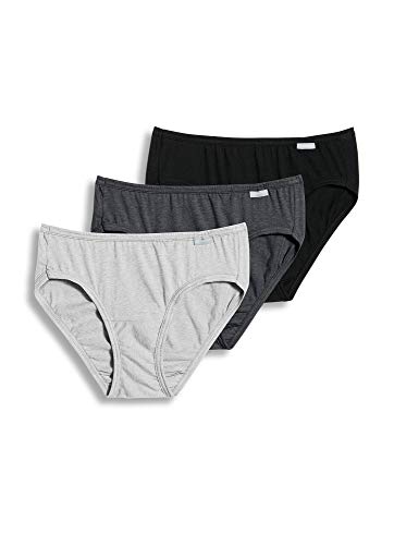 Jockey Women's Underwear Elance Bikini - 3 Pack, Grey Heather/Charcoal Heather/Black, 7