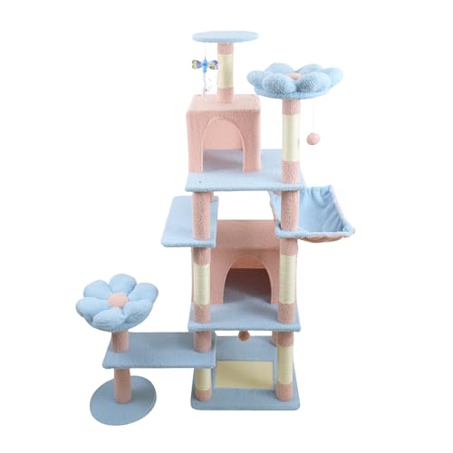 Montary Torre para Gatos de 71 Pulgadas Multi-Nivel Azul y Rosa miniatura 7