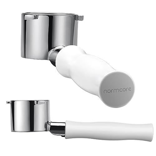 Normcore 51mm Naked Bottomless Portafilter Fits DeLonghi La Specialista Espresso Machine with Non-Stick Coating White Anodized Aluminum Handle - Portafilter Basket Included