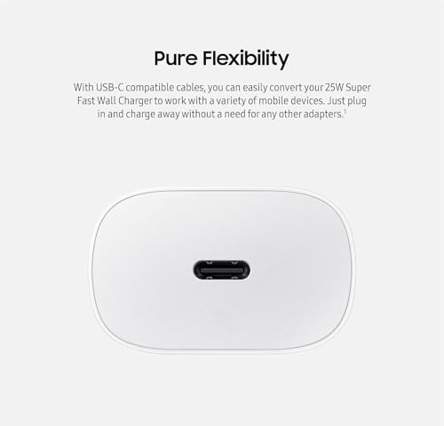 Image of 25W C-Type Super Fast Adapter Compatible With Samsung Galaxy M56 5G Super Fast Charger Adapter For A35 /S23 /S23 Fe /S22 /S21 /21 Fe /A06 /M16 /M35 /A16 /M06 /M05 /A56, A55 /S24 Fe /A16 /A36 5G, White