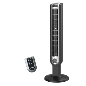 Lasko Oscillating Tower Fan with Remote Control and Timer - Quiet Standing Fan for Bedroom, Office, and Home - 3 Speeds - Powerful Cooling Air - 2511 - 36" Tall - Black