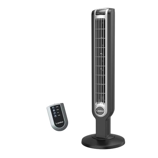 Lasko Oscillating Tower Fan, Remote Control, 3 Speeds, for Bedroom, Kitchen, Office, 36", Black, 2511