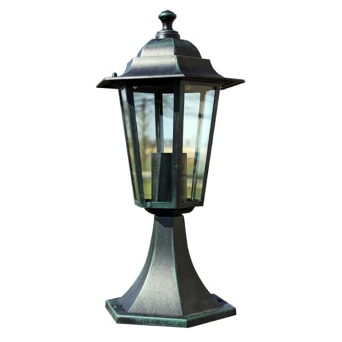 vidaXL Farol de Jardín Aluminio Verde Oscuro 41 cm Mini Farola Patio Lámpara