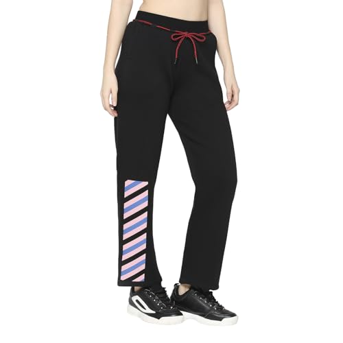 Image of Being Human Black Wide Leg Fit Women's Track Pants Clothing