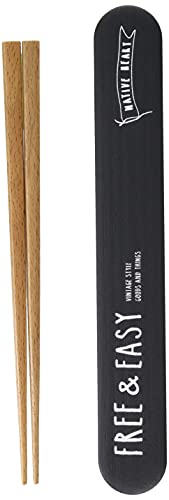 正和 箸 箸入れ セット ブラック 18cm FREE&EASY 木目 箸箱 スライド式 43-78566-9