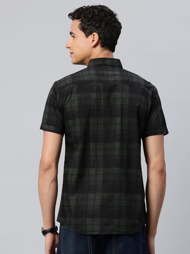Image of Majestic Man Slim Fit Short Sleeve Checked Pure Cotton Casual Shirt
