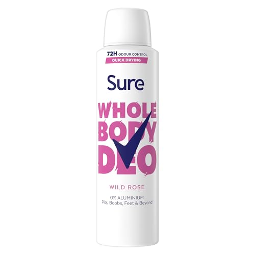Sure Women Wild Rose Whole Body All Over Body Deodorant Spray with a fresh & floral fragrance and 72 hour odour control 150ml