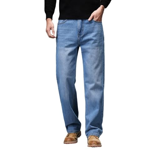 Jeans Pants Trouser Denim Large Size Trendy Street Fat Plus Blue Casual Commuter Straight for Men