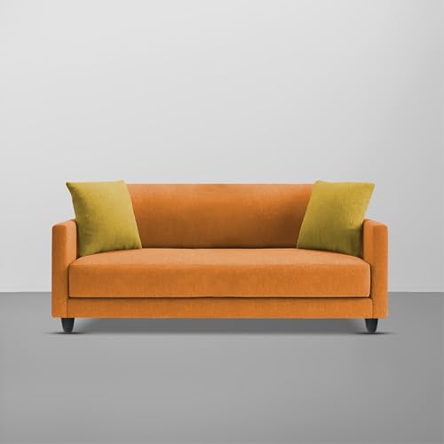 Image of Casaliving Dominic 2 Seater Sofa Set for Living Room (Orange Fabric) Premium Fabric Sofa