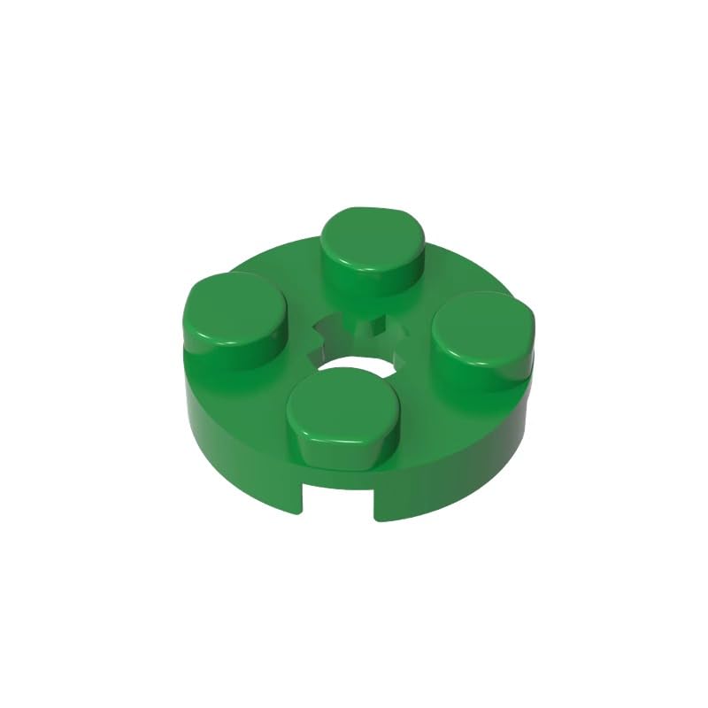 Gobricks 4032 Circular Plate Plate Round 2x2 with Axle Hole Type 1 (+ Opening) 50 Pieces GDS-609 Compatible with Lego Building Blocks Color:Green