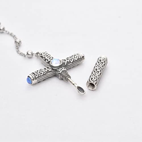 Sterling Silver .925 Solid Cruel Intention Cross Necklace Urn With Spoon3