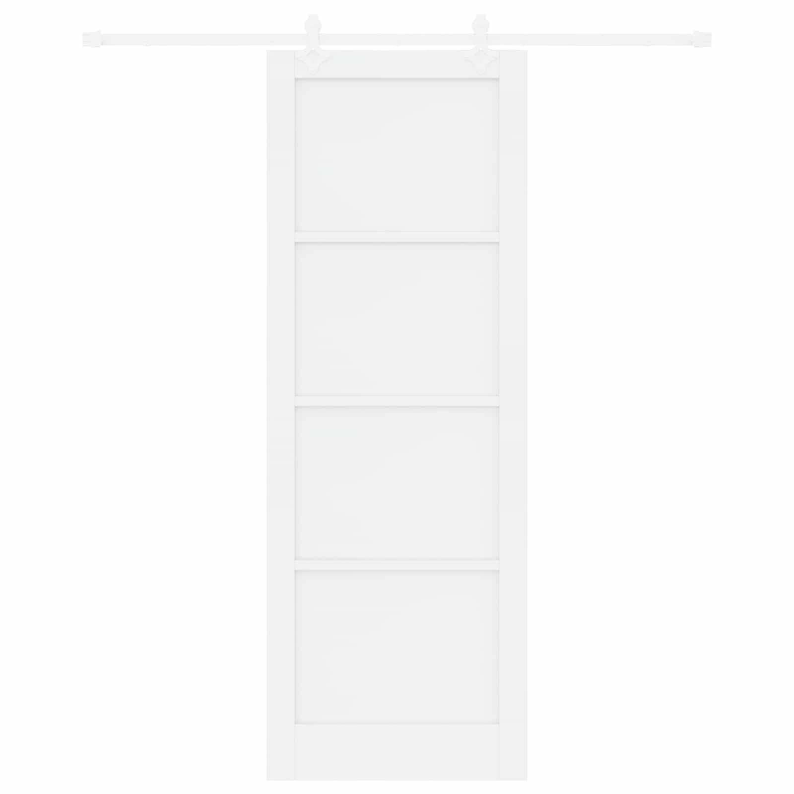 Schiebetür Weiß aus massivem Kiefernholz 83 x 232 cm mit pulverbeschichtetem Stahl-Schiebemechanismus für platzsparende Raumgestaltung und leises Gleiten in Wohnung und Neubau