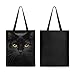 HUGS IDEA Black Cat Canvas Shoulder Handbag Linen Tote Purse Fashion College Handbag for Teen Girl Reusable Top-handle Portable Laptop Bag Lightweight Shopping Bag for Women