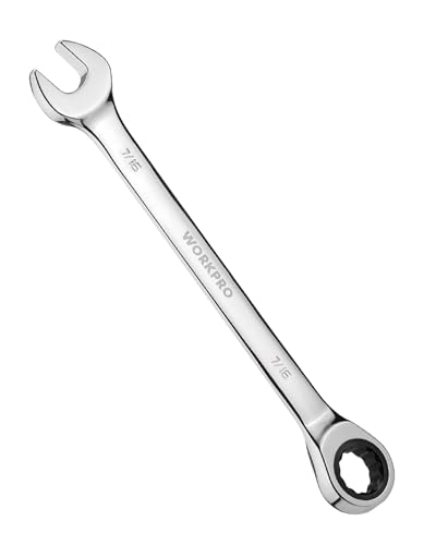 Image of WORKPRO 7 /16 inch Ratcheting Combination Wrench, Mirror Polish Chrome Plating