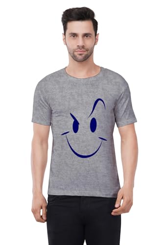 Image of Caseria Men's Cotton Printed T-Shirt -Smiley Stroke | 100% Cotton | Half Sleeves | Regular Fit | Printed | Round Neck | Graphic T Shirt