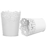 DIYEAH Portafiori in Ferro Bianco Cavo, Multiuso per Ufficio e Casa, Decorativo e Resistente