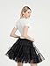 KWBCM Women's Short Length Petticoat Above Knee 50s Vintage Crinoline Tutu Underskirt Pleated Flared Skirts Black
