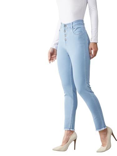 Image of Dolce Crudo Women's Skinny Fit High Rise Cropped Length Stretchable Denim Jeans