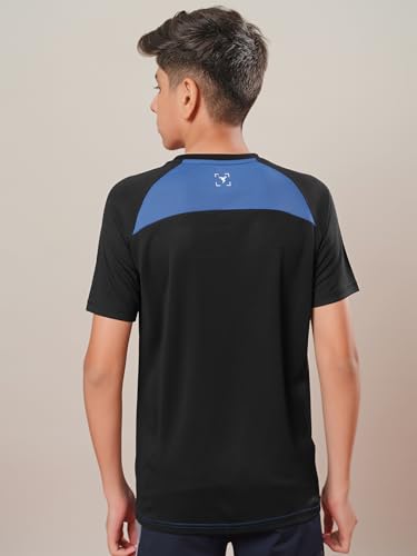 Image of TECHNOSPORT Boy's Polyester Slim Fit Crew Neck Half Sleeve T-Shirt with Technocool+, Anti Microbial Propeties for Sports and Regular Use