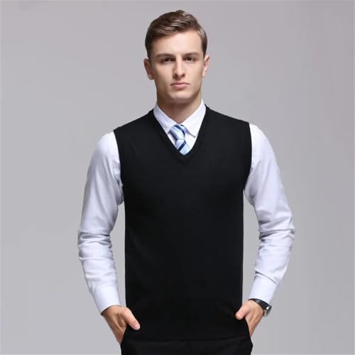 2024 Men's Knitted Vest V Neck Pullover Sleeveless Top Slim Fit Warm Classic Vest2