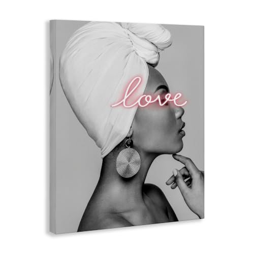 Image of Stupell Industries 'Woman Portrait Pink Love Phrase'| Canvas Art