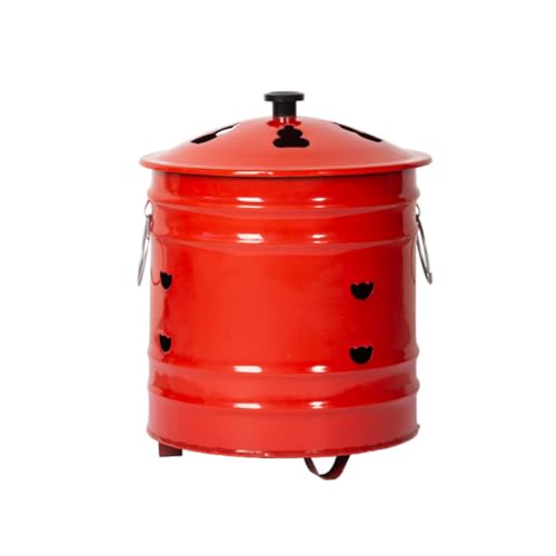 Livmorx 焼却器 焼却炉 家庭用 蓋とハンドル付き 燃焼バケツ 紙、落ち葉、木のゴミを燃やすのに使用されるパターン付きの消火バケツ ヤードの残骸の燃焼 小型/中型/大型 焼却炉庭の紙の葉のゴミの木の裏庭のたき火 (24*24cm)