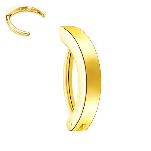 VOJO 14G G23 Titanium Clicker Belly Button Ring,10/12mm Reverse Curved Hoop Navel Barbell Piercing Jewelry