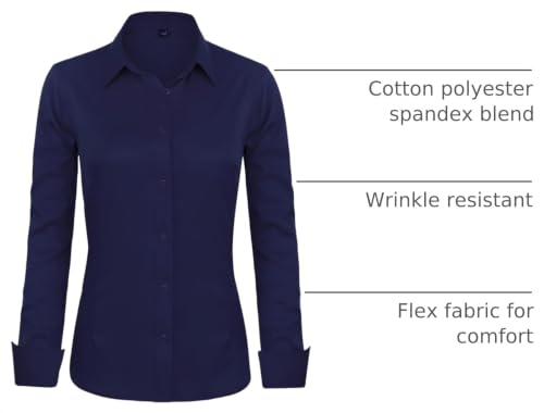 Image of J.VER Womens Dress Shirts Long Sleeve Button Down Shirt Wrinkle-Free Business Casual Blouse Office Work Tops
