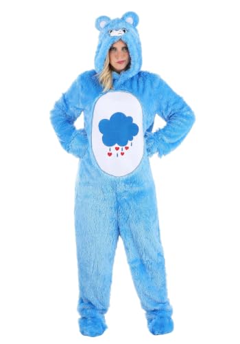Fun Costumes Adult Care Bears Classic Grumpy Bear Costume Onesie Suit for Men and Women - Blue - Medium