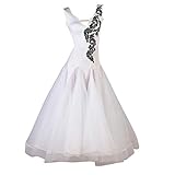 FCDDQM Women's Ballroom Dance Dresses Competition Standard Waltz Tango Costume Modern Dance Competition Costumes White