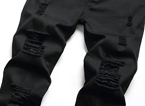 Kihatwin Boy's Skinny Ripped Jeans Destroyed Distressed Taper Zipper Pants with Holes3