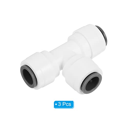 PATIKIL 3/8" Push to Connect Tee Fittings, 5 Pack T Shape Water Line Fitting for RO Water System White - Image 3