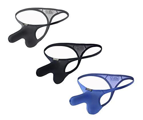 COMLIFE Men's Ice Silk Low Rise Thong Breathable Mesh Elephant Nose T-back Panties