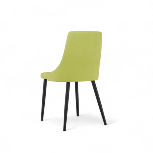 Image of Finch Fox Taskpro Modern Unique Velvet Upholstered Seating Living Room Dining Chair with Black Metal Legs in Light Green Color