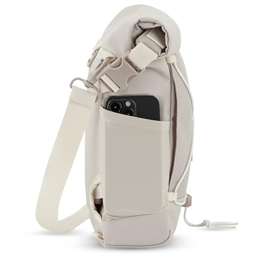 Johnny Urban Messenger Bag Herren Damen Beige - Dylan - Rolltop Schultertasche mit abnehmbaren Schultergurt - Zubehör für Travel Outdoor Camping Rucksack - Viele Taschen & Fächer
