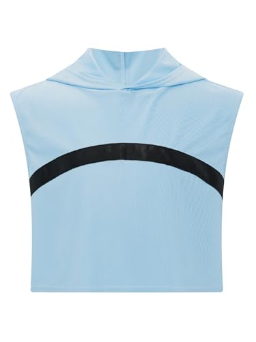 Kids Girls Hooded Tank Top Loose Fit Sleeveless Yoga Running Workout Hoodies Wrap Back Vest3