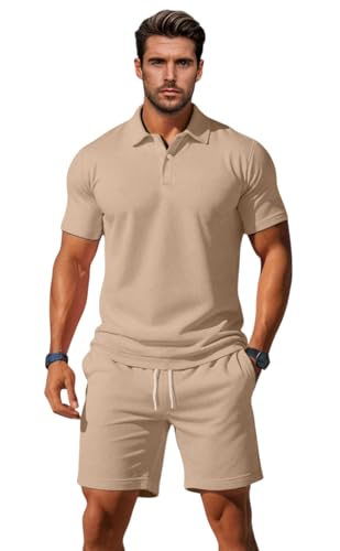 Image of Jawdrobe Co-ord Set for Men - Polo T-Shirt & Shorts Set | Loungewear, Beachwear & Daily Comfort