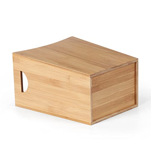 Mooace Bamboo Trash Can Wastebasket, 2 Gallon Small Garbage Can Waste Basket Recycling Bin Container For Bedroom, Bathroom, Kitchen, Office #TOP1